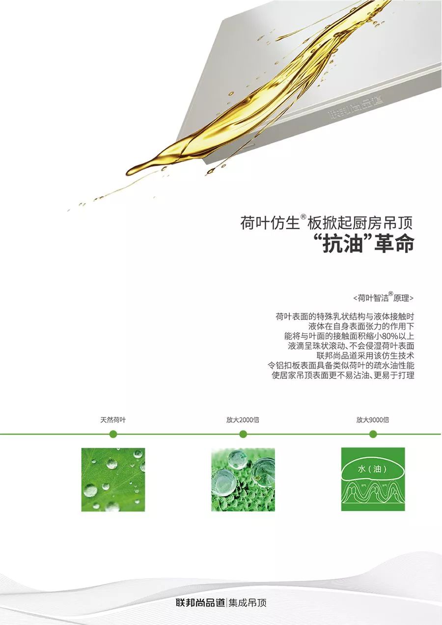 联邦尚品道集成吊顶 荷叶仿生技术 厨房吊顶抗油污